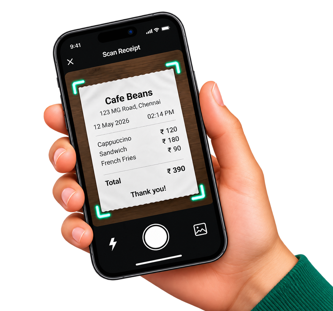 Scanning invoice on phone