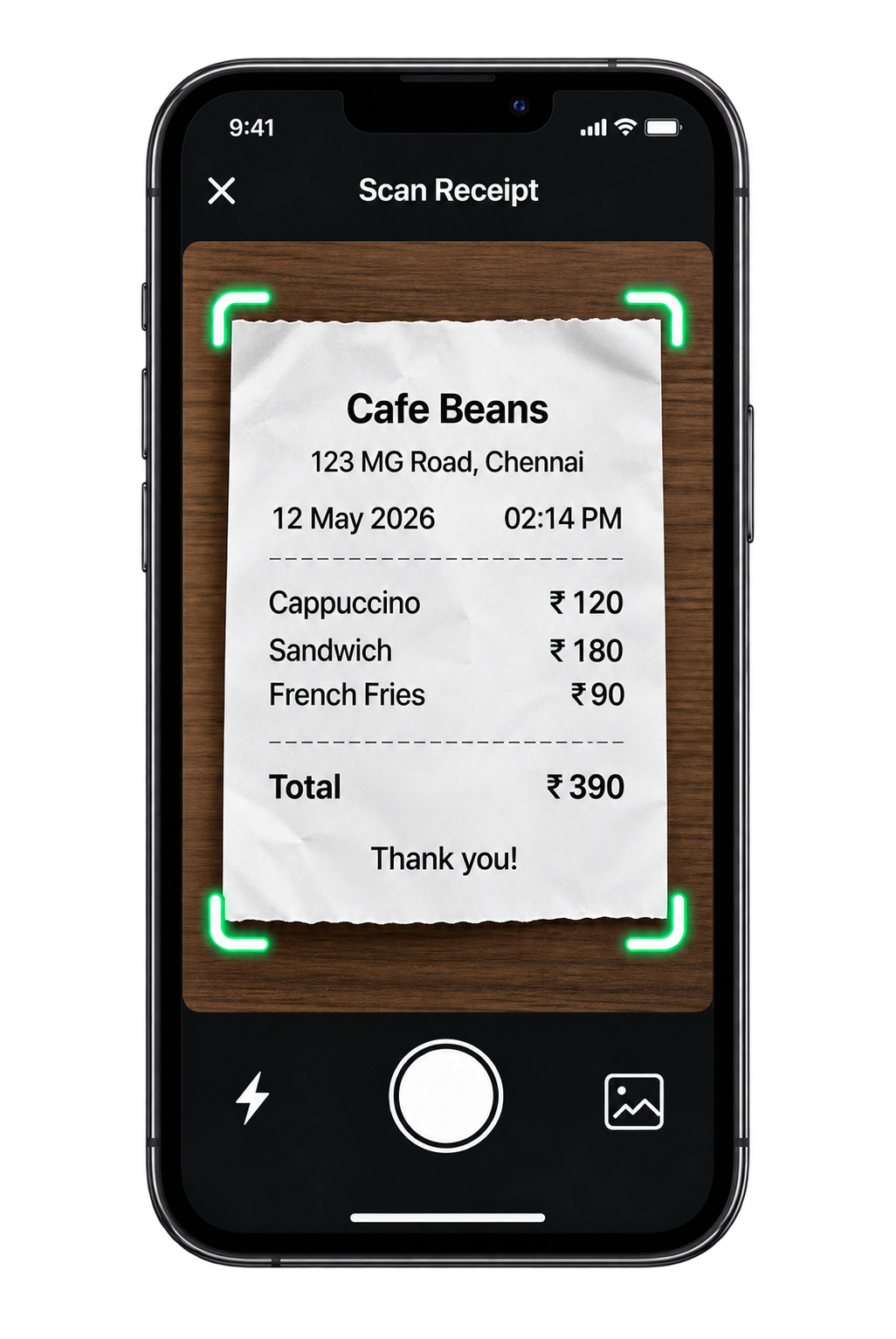 Scan receipt with Splitzon